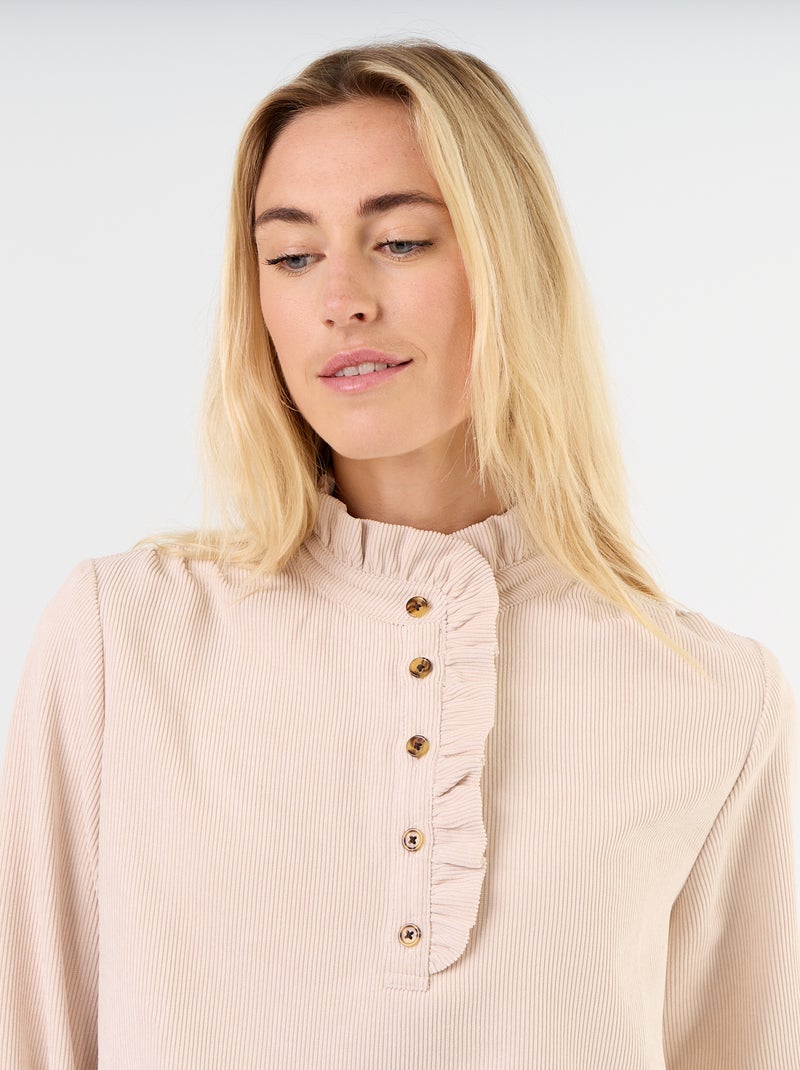 Blusa de veludo cotelê Bege - Kiabi