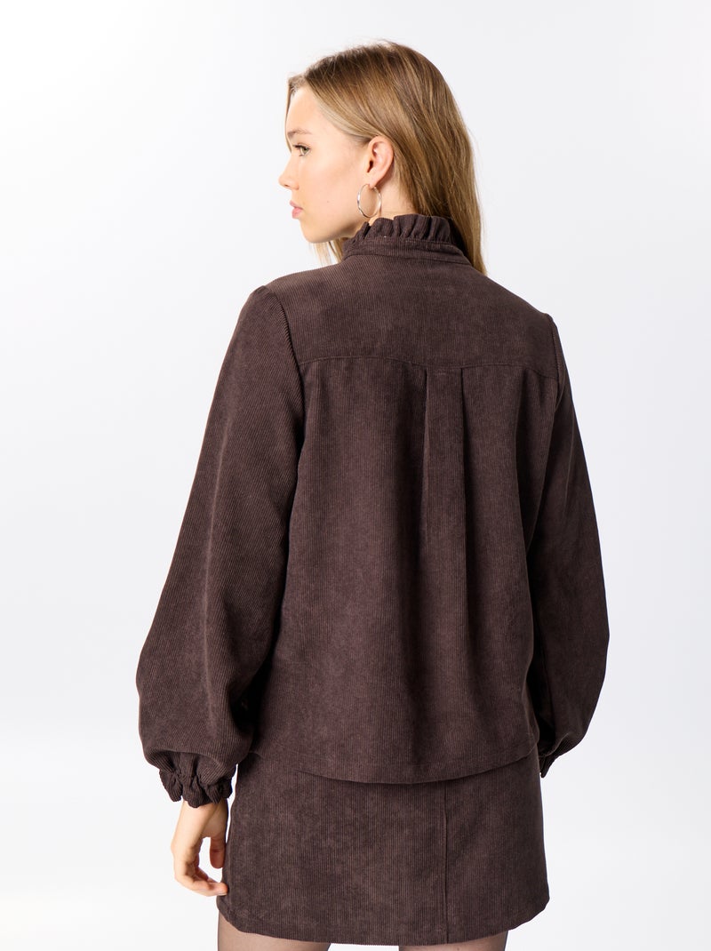 Blusa de veludo cotelê Castanho - Kiabi