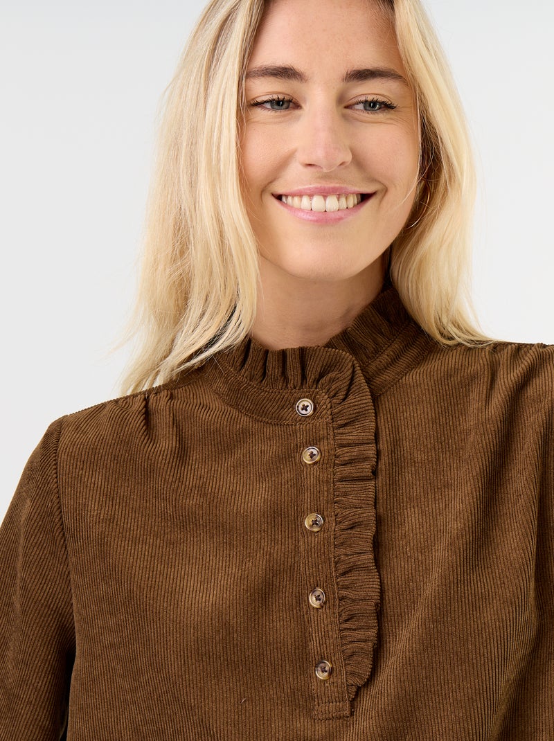 Blusa de veludo cotelê Castanho - Kiabi