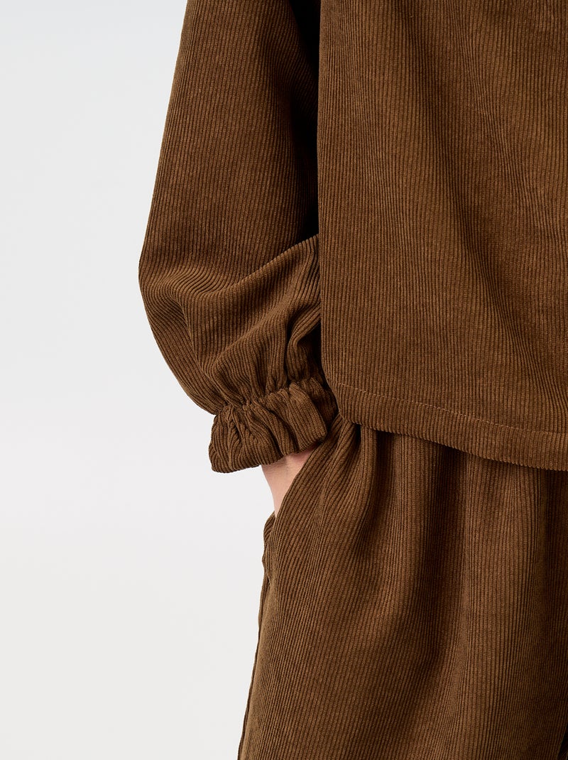 Blusa de veludo cotelê Castanho - Kiabi