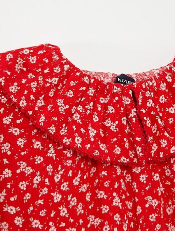 Blusa de viscose com gola com folhos - coleção fácil de vestir