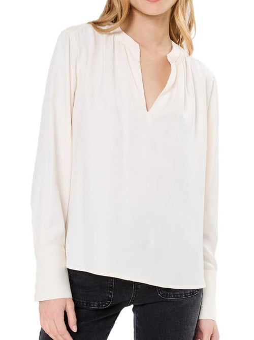Blusa de Viscose Macia com Decote em V Tommy Hilfiger para Mulher - Kiabi