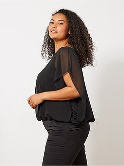 Blusa de voile com cintura justa - Kiabi