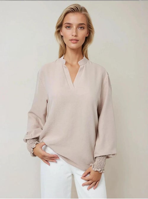 Blusa decote em V manga comprida - Kiabi Blusa decote em V manga comprida - Kiabi
