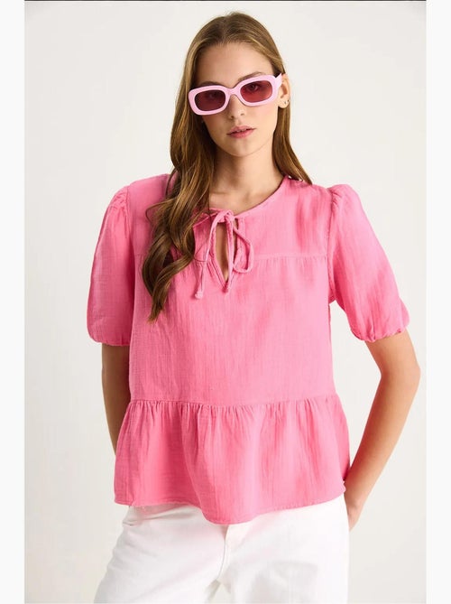 Blusa decote redondo detalhe laço lucci - Kiabi