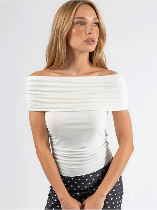 Blusa drapeada com ombros descobertos busem - Kiabi