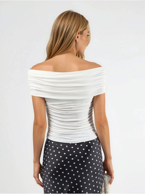 Blusa drapeada com ombros descobertos busem - Kiabi