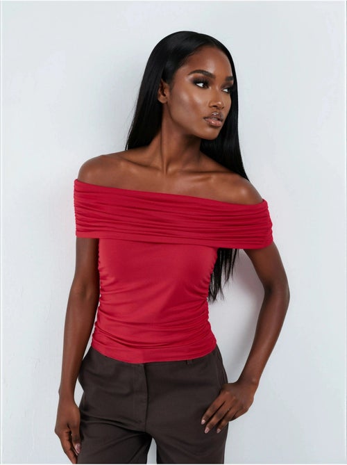 Blusa drapeada com ombros descobertos busem - Kiabi