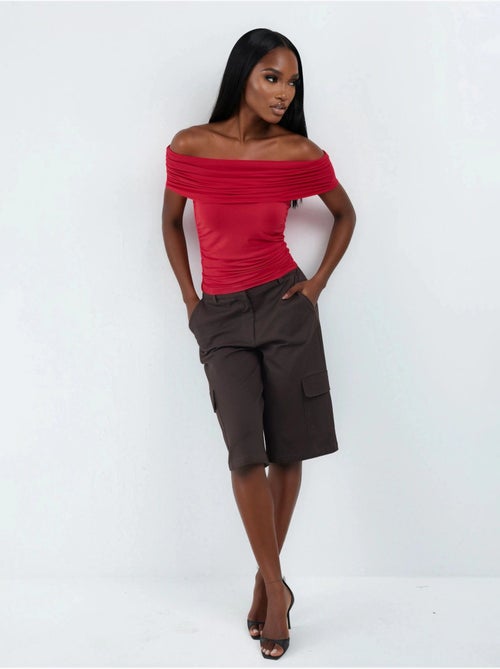 Blusa drapeada com ombros descobertos busem - Kiabi