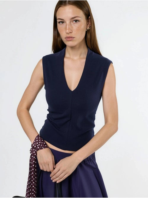 Blusa drapeada sem mangas com decote em v busem - Kiabi