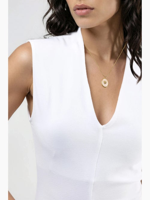 Blusa drapeada sem mangas com decote em v busem - Kiabi