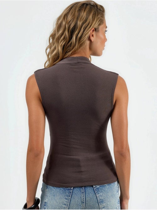 Blusa drapeada sem mangas com decote em v busem - Kiabi