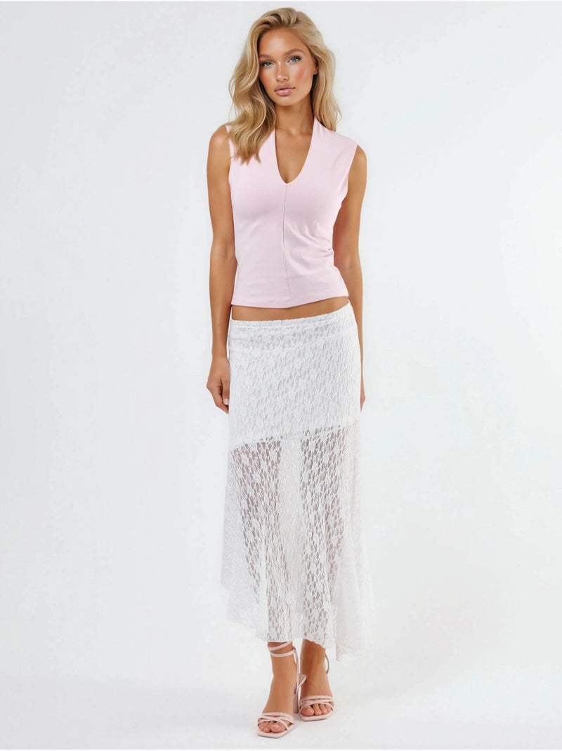Blusa drapeada sem mangas com decote em v busem Rosa-pálido - Kiabi