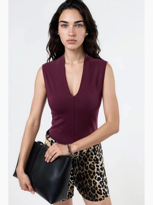 Blusa drapeada sem mangas com decote em v busem - Kiabi