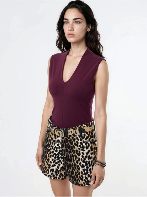 Blusa drapeada sem mangas com decote em v busem - Kiabi