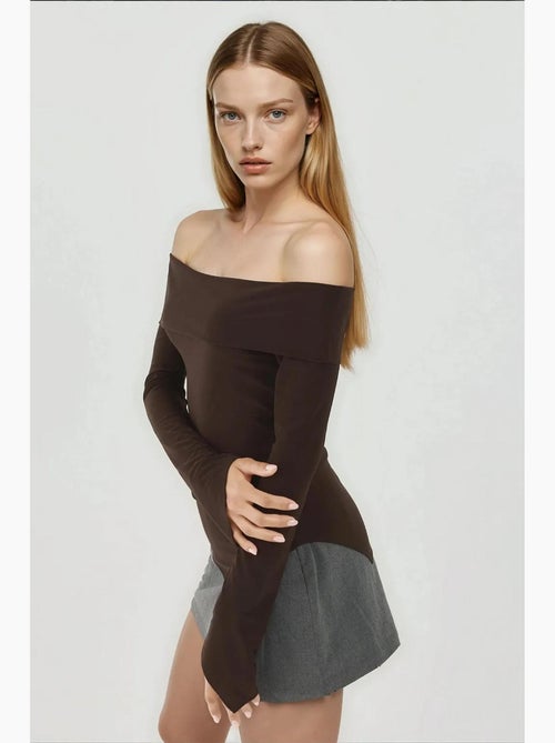 Blusa elegante com decote em bico e manga comprida, corte slim hiccup - Kiabi Blusa elegante com decote em bico e manga comprida, corte slim hiccup - Kiabi