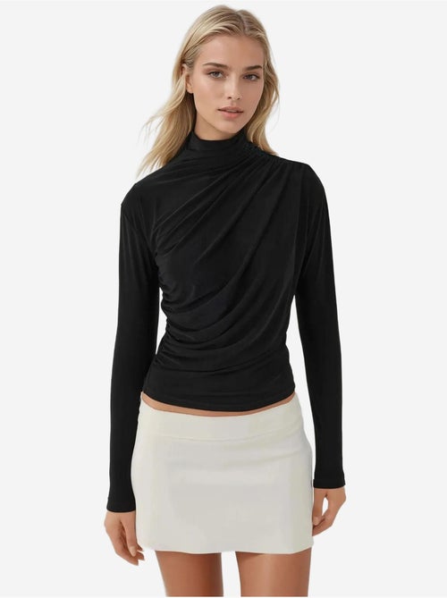 Blusa elegante de malha com manga comprida - Kiabi Blusa elegante de malha com manga comprida - Kiabi