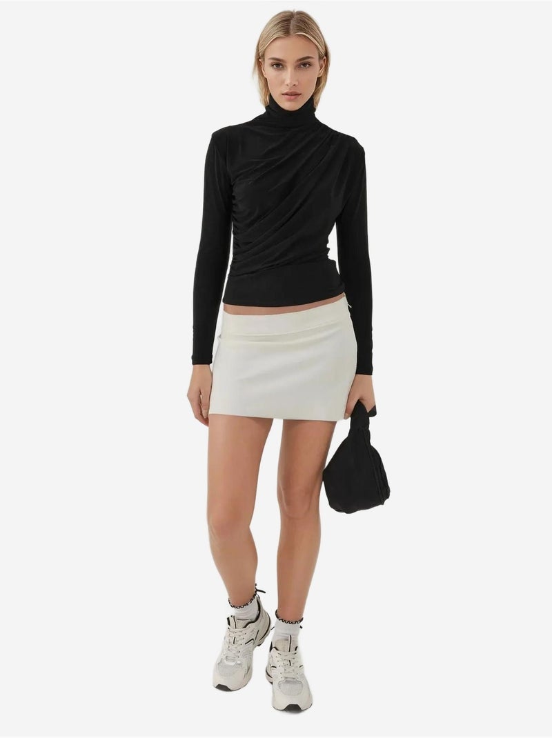 Blusa elegante de malha com manga comprida Preto - Kiabi