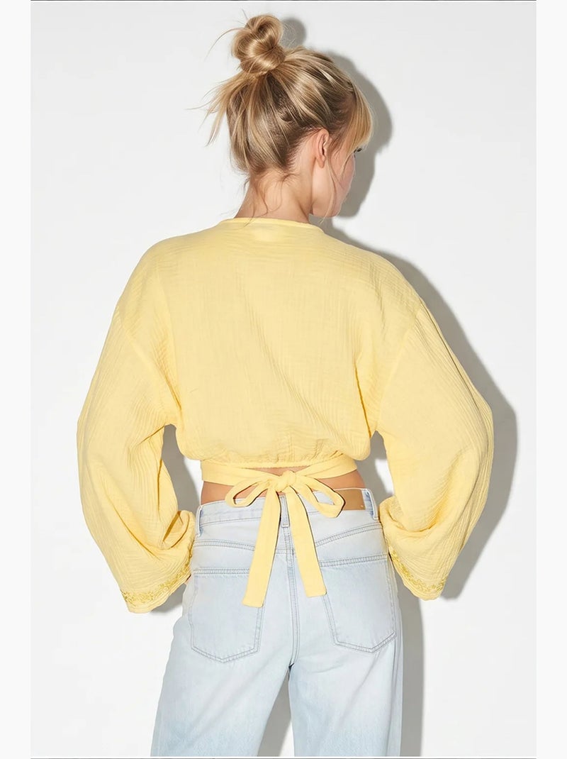Blusa em algodão lucci Amarelo-limão - Kiabi