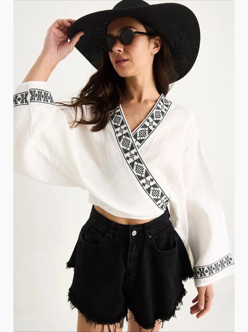 Blusa em algodão lucci Branco - Kiabi