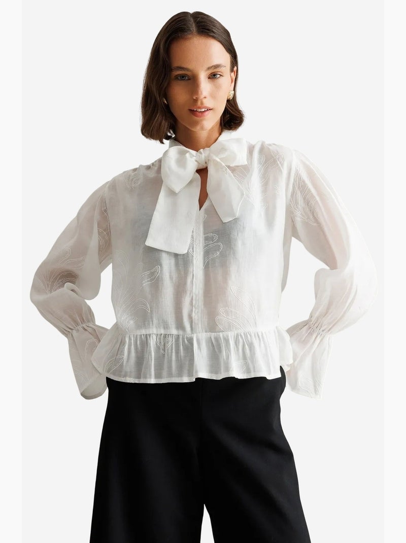 Blusa em algodão mixray Branco - Kiabi