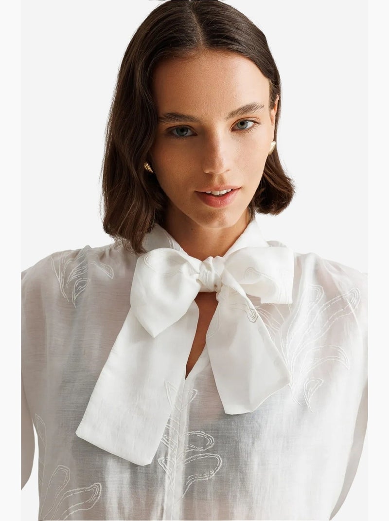 Blusa em algodão mixray Branco - Kiabi