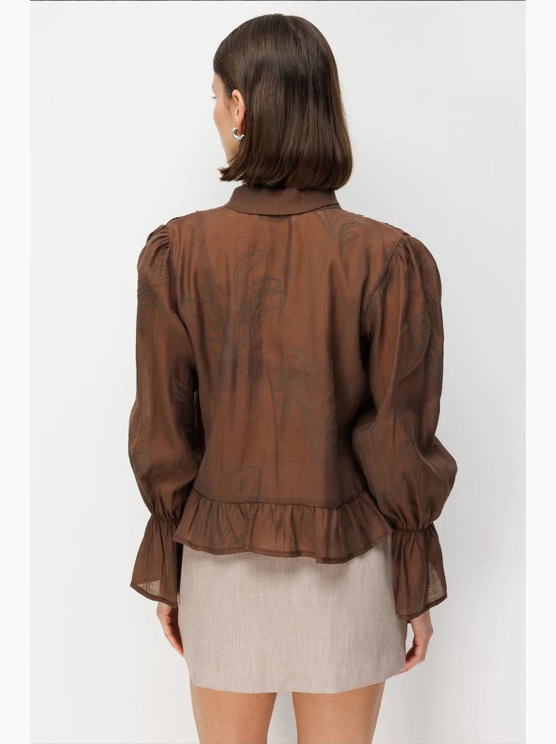 Blusa em algodão mixray Castanho - Kiabi
