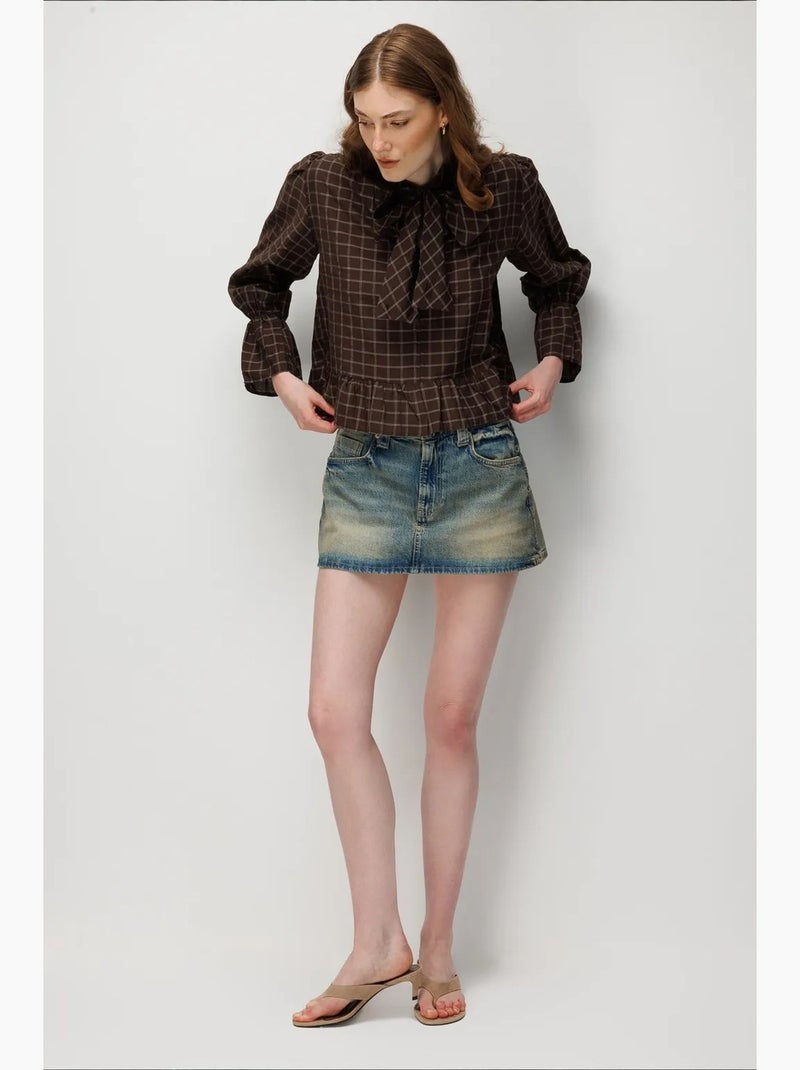Blusa em algodão mixray Castanho - Kiabi