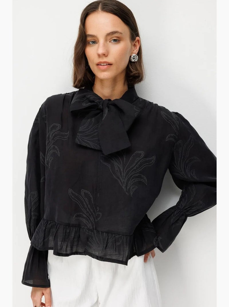 Blusa em algodão mixray Preto - Kiabi