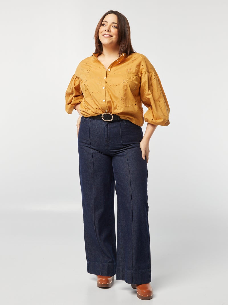 Blusa em bordado inglês BEGE - Kiabi