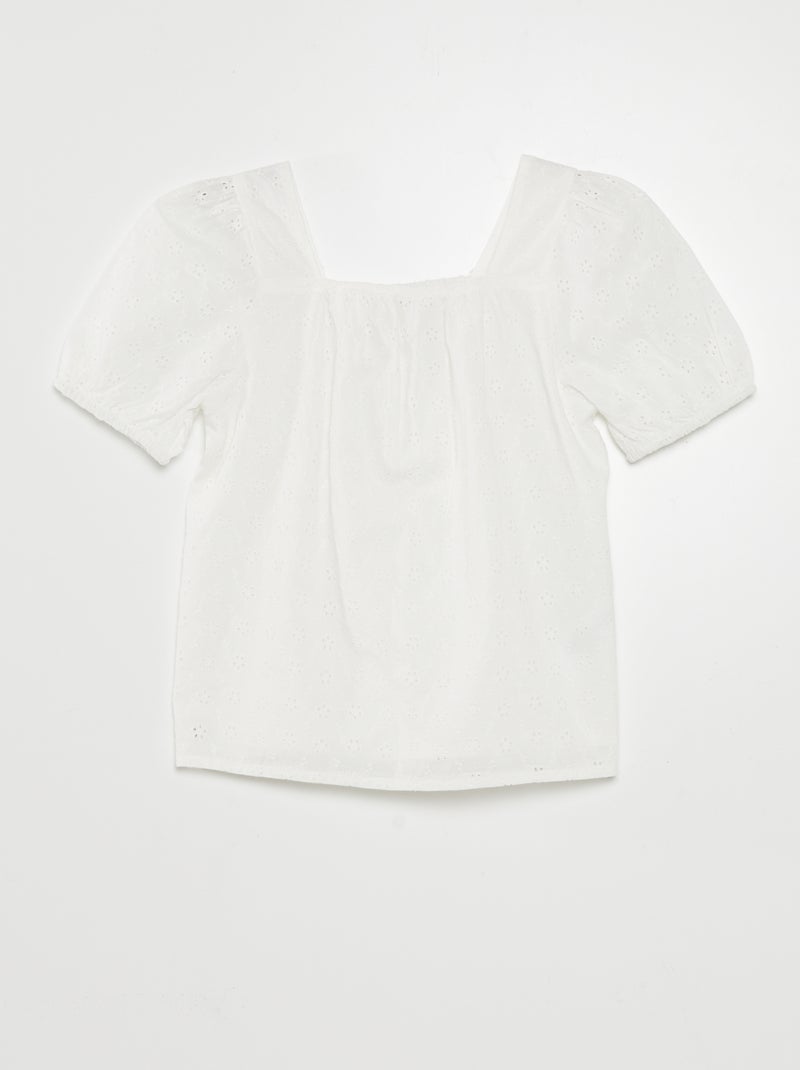 Blusa em bordado inglês Branco - Kiabi