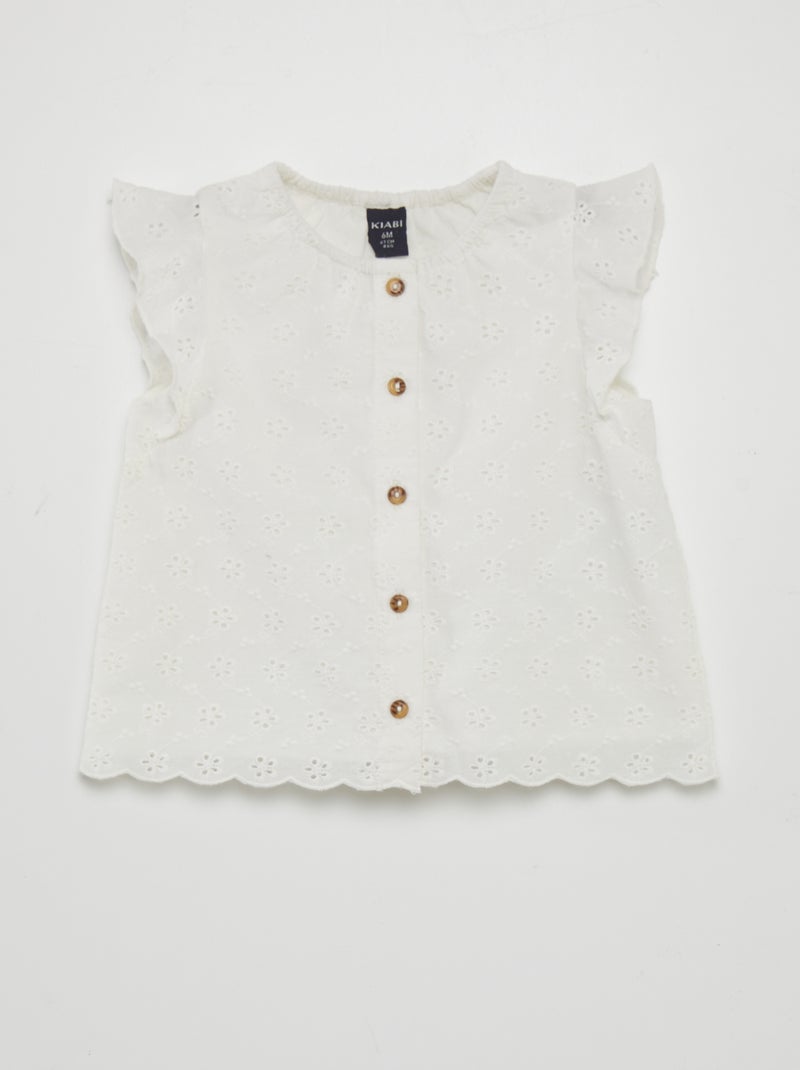 Blusa em bordado inglês Branco - Kiabi