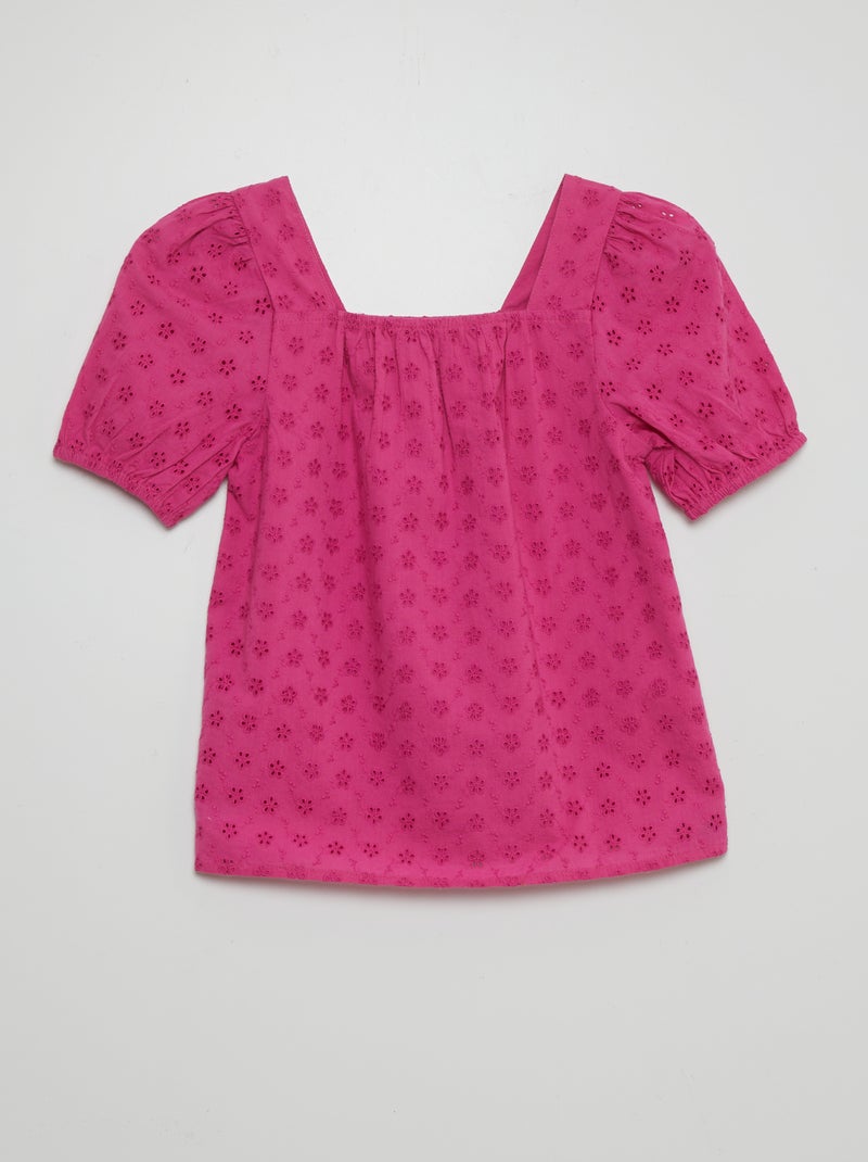 Blusa em bordado inglês ROSA - Kiabi