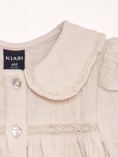 Blusa em dupla gaze de algodão - Kiabi