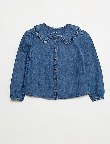 Blusa em ganga com gola Peter Pan