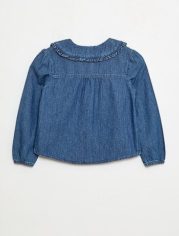 Blusa em ganga com gola Peter Pan