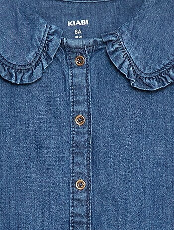 Blusa em ganga com gola Peter Pan