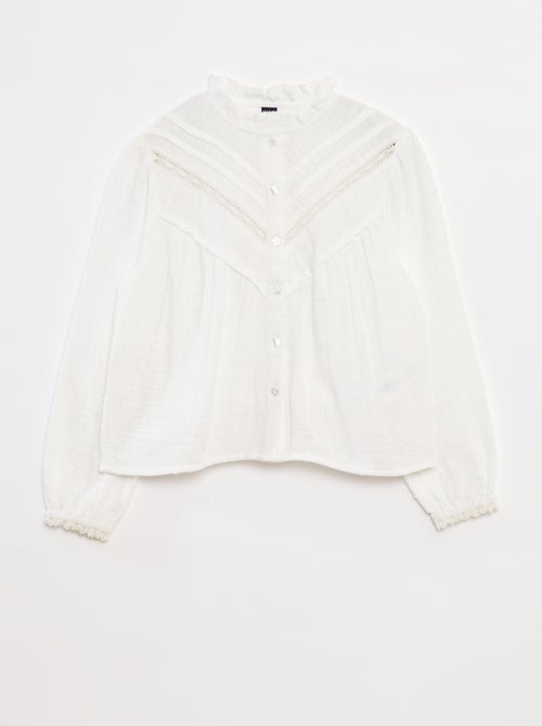 Blusa em gaze de algodão a ponto cheio - Kiabi
