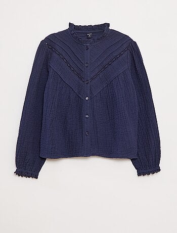 Blusa em gaze de algodão a ponto cheio