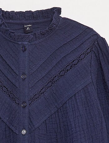 Blusa em gaze de algodão a ponto cheio