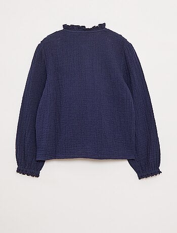 Blusa em gaze de algodão a ponto cheio