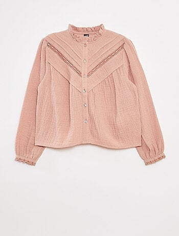 Blusa em gaze de algodão a ponto cheio