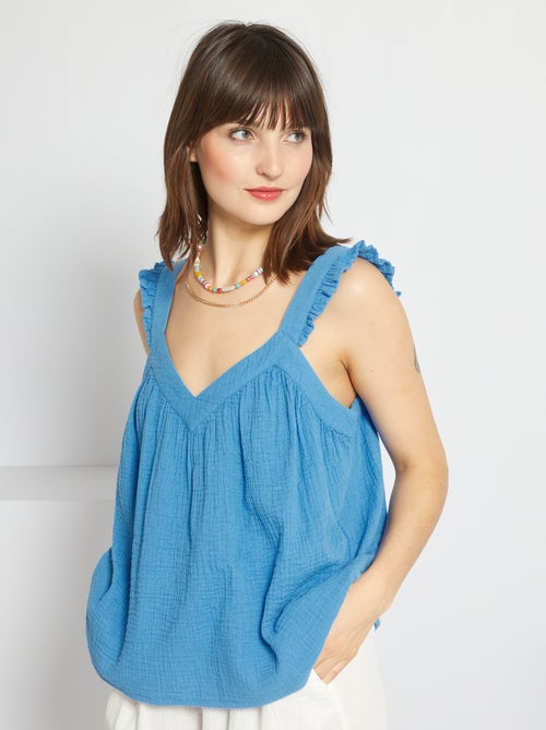 Blusa em gaze de algodão - Kiabi
