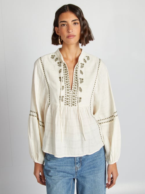 Blusa em gaze de algodão - Kiabi