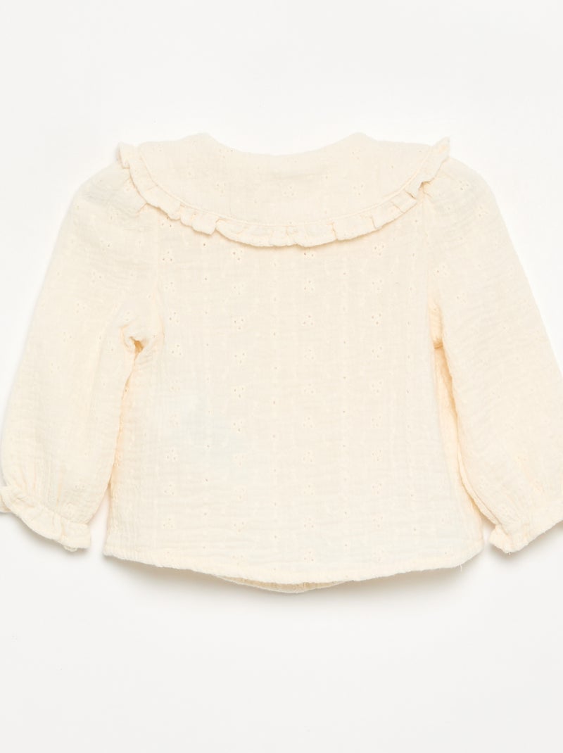 Blusa em gaze de algodão Bege - Kiabi
