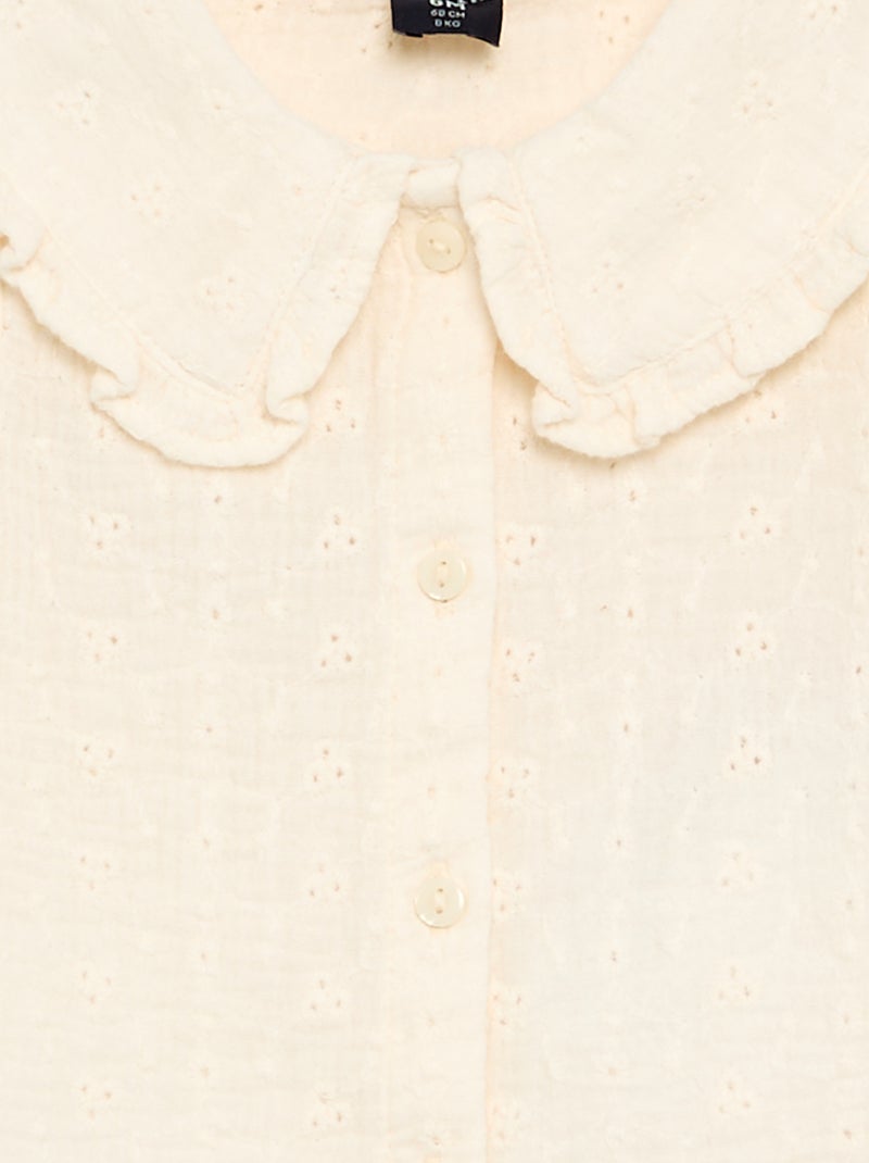 Blusa em gaze de algodão Bege - Kiabi