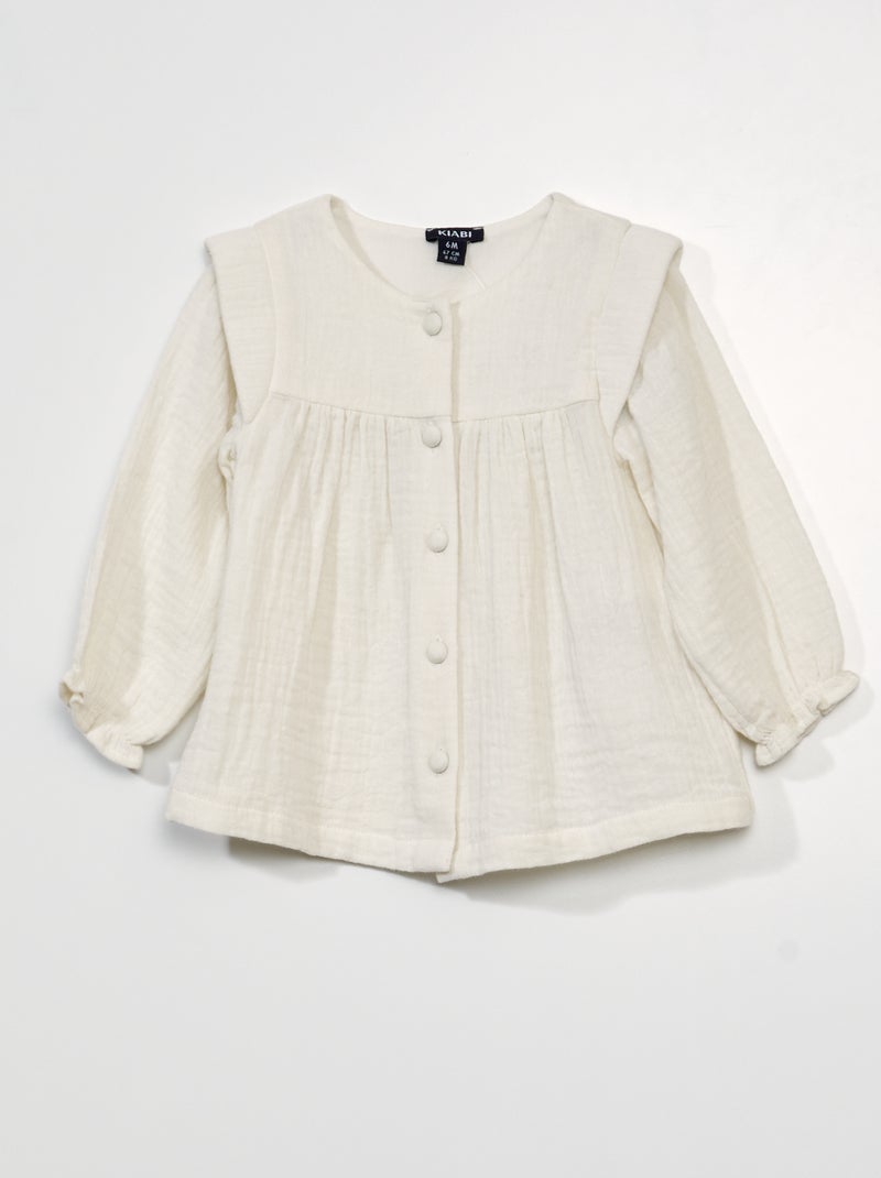 Blusa em gaze de algodão BRANCO - Kiabi