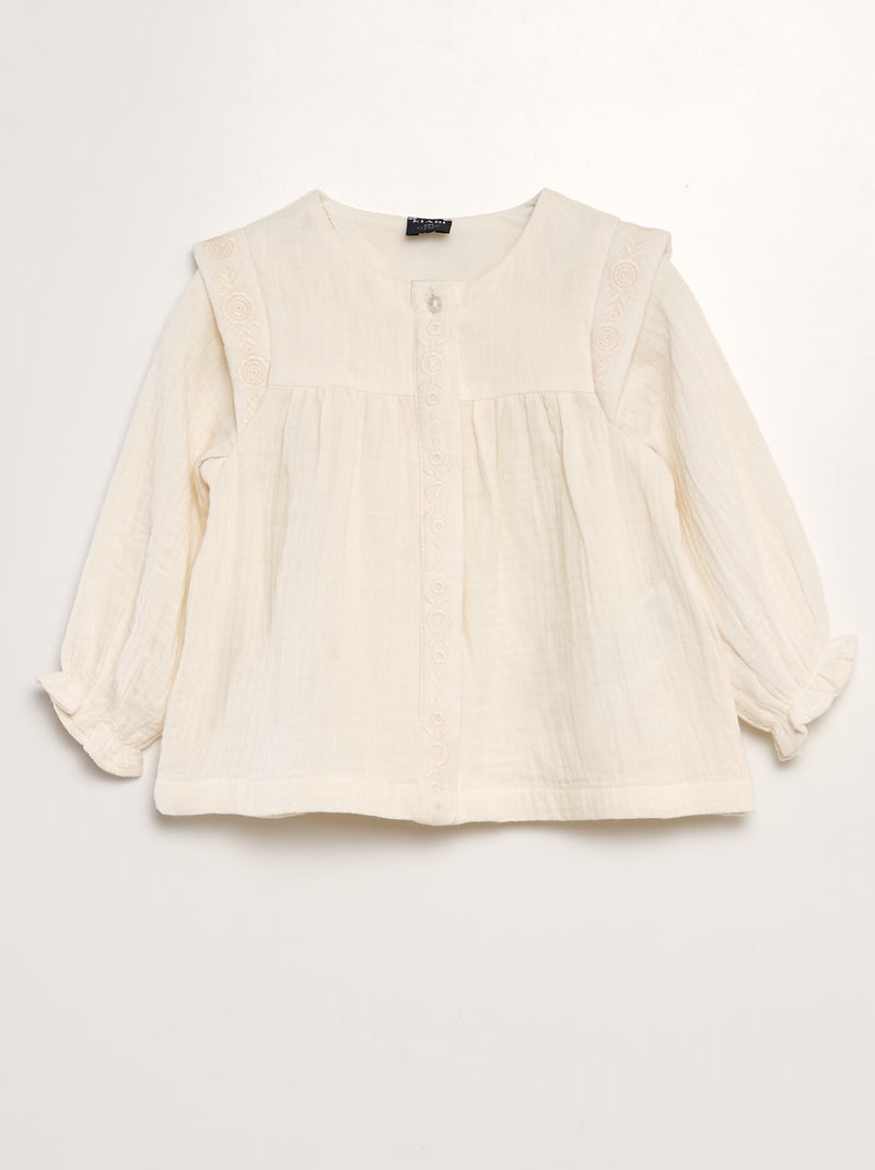 Blusa em gaze de algodão BRANCO - Kiabi