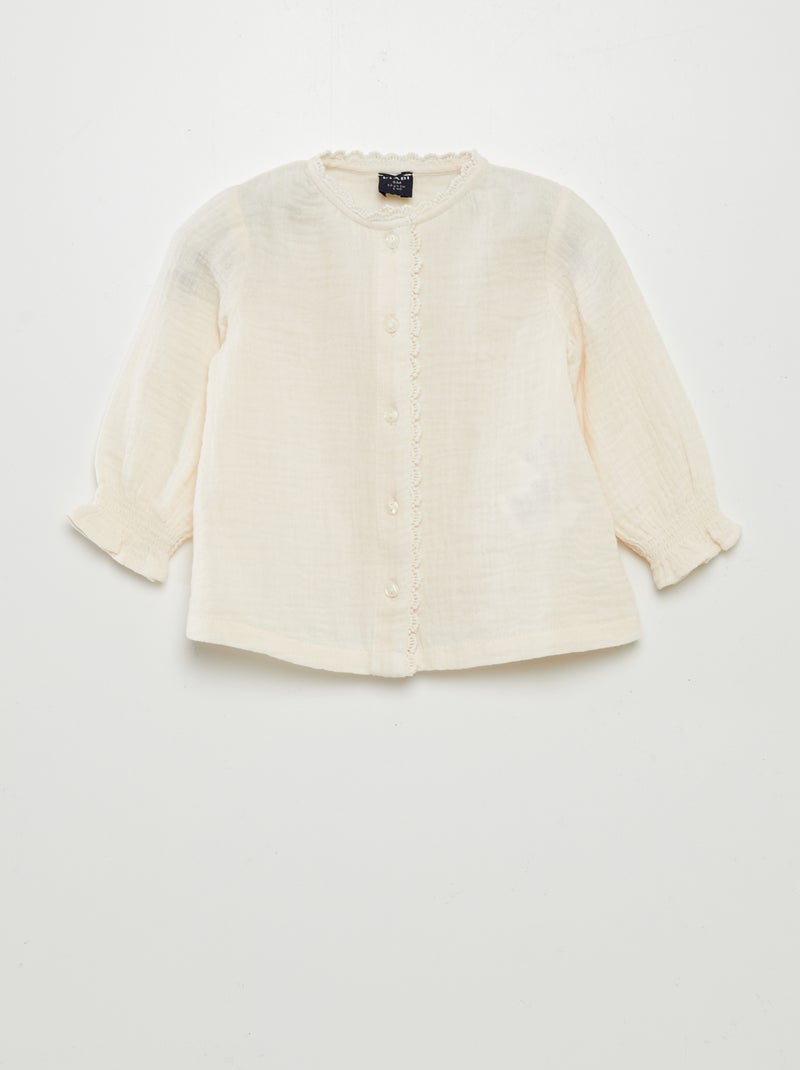 Blusa em gaze de algodão BRANCO - Kiabi
