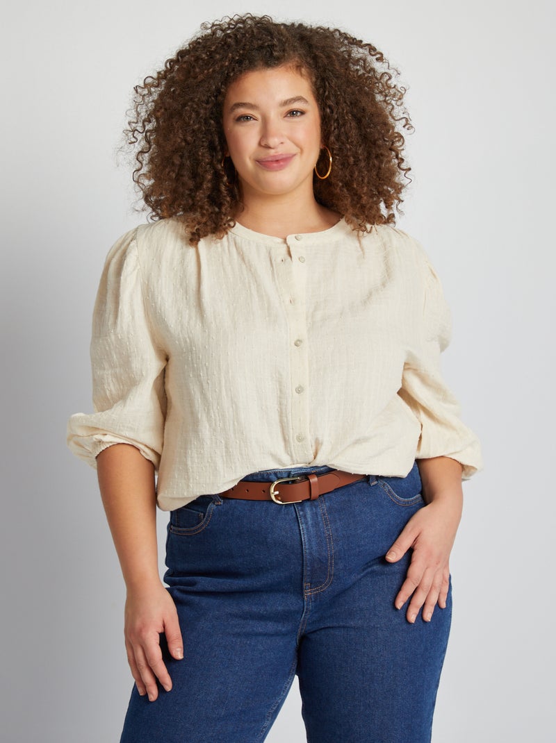 Blusa em gaze de algodão BRANCO - Kiabi